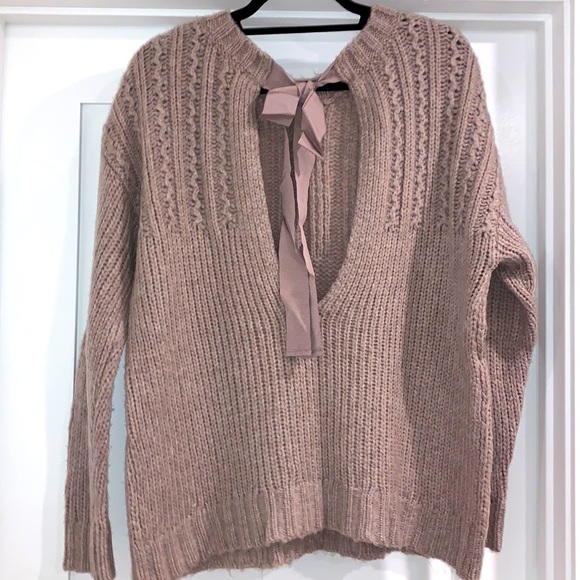Aerie Ribbon Tieback Sweater Lavender 